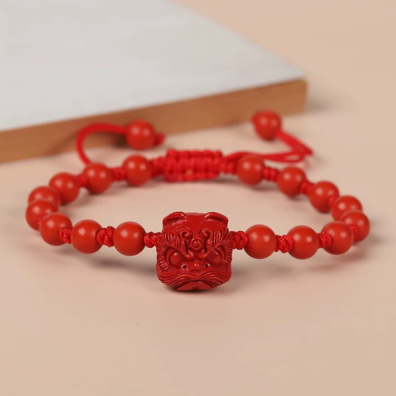 Gemstone Bracelet Healing - กำไลข้อมือหินแดงแท้รูปสิงโต เครื่องประดับหินธรรมชาติ เสริมพลังงานบำบัด ของขวัญแฟชั่นสุดอินเทรนด์