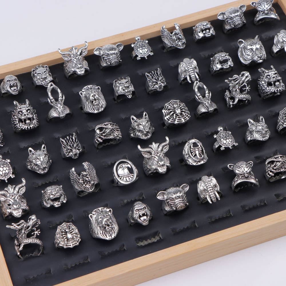 Gothic Skull Ring - 10/20/30/50ชิ้น/ล็อตแหวนแฟชั่นแนวพังค์ร็อคหัวกะโหลกงูสัตว์สำหรับผู้ชายเครื่องประดับหลายสไตล์ผสมผสานเครื่องประดับงานปาร์ตี้ของขวัญขายส่ง