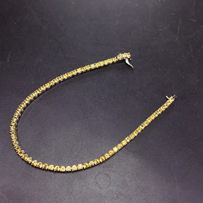 Gemstone Bracelet Healing - ธรรมชาติ Citrine สร้อยข้อมือเทนนิส Energy Healing เครื่องประดับ