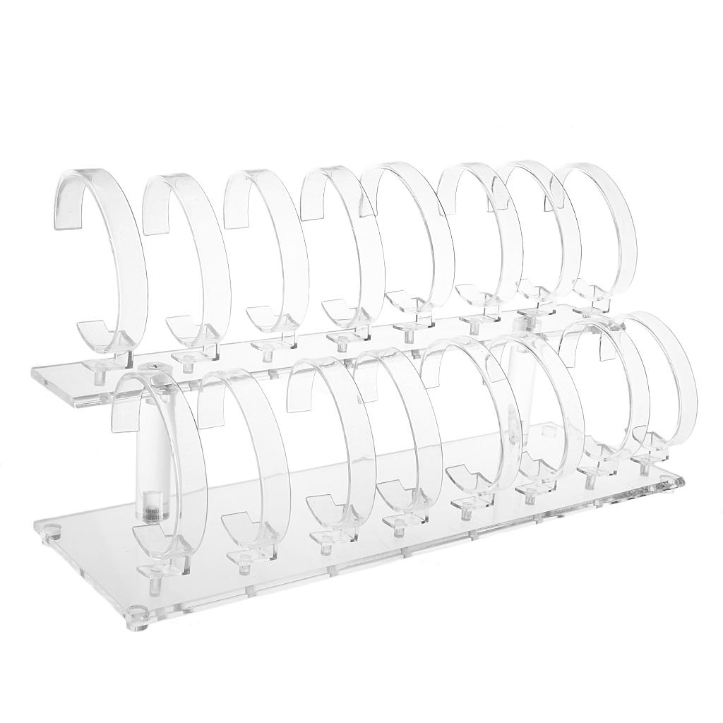 Watches Jewelry Holder - แท่นวางเครื่องประดับอะคริลิกแบบสองชั้น ดีไซน์ถอดประกอบได้ สำหรับเก็บนาฬิกาและเครื่องประดับกำไลข้อมือ