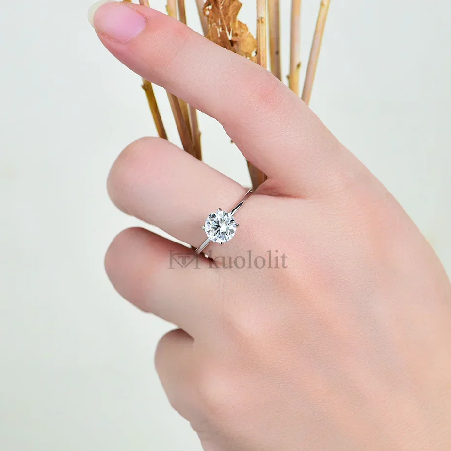 Luxury Gifts Jewelry & Watches Namfleg Mostar - แหวนหมั้นและแต่งงานสำหรับผู้หญิง 1CT‑2CT ทรงกลม ขนาด 8.0 มม.