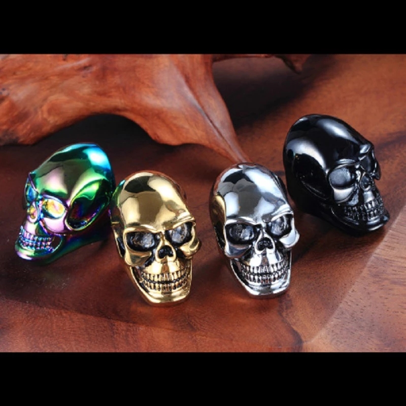 Gothic Skull Ring - แหวนสแตนเลส 316L ลายหัวกะโหลกขนาดใหญ่ สีดำ เงิน ทอง