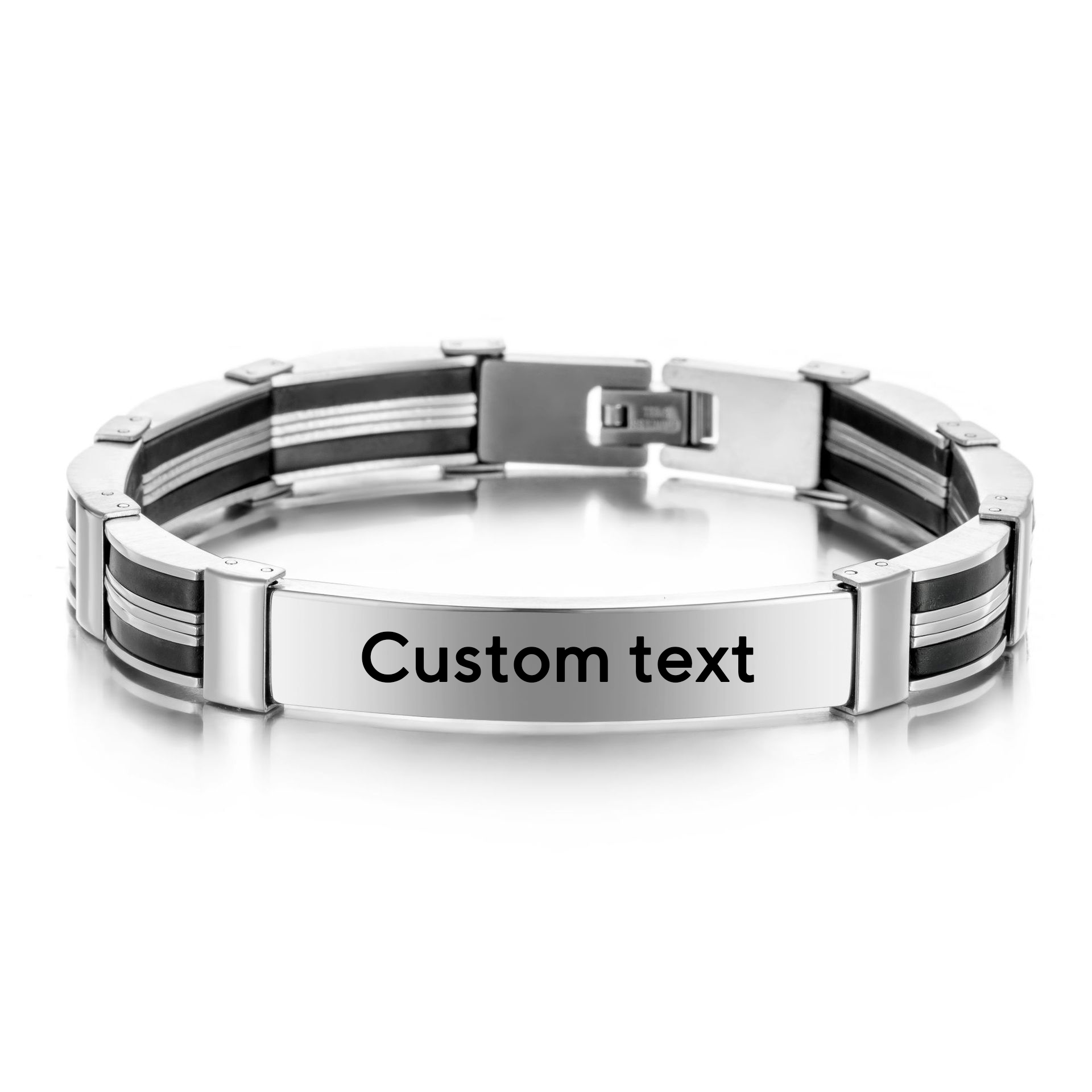 Jewelry Watches Women - กำไลข้อมือสแตนเลสสตีลแบบพังก์สลักชื่อได้สำหรับผู้ชายและผู้หญิง สายนาฬิกาซิลิโคนเรียบ พร้อมสลักโลโก้ กำไลข้อมือแบบมีชื่อ ของขวัญ เครื่องประดับ