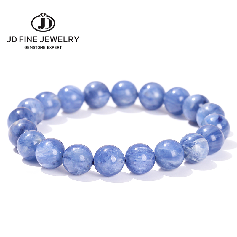 Gemstone Bracelet Healing - กำไลข้อมือไคยาไนต์ธรรมชาติจากบราซิล JD 5A สีฟ้า ลายตาแมว หินบำบัด