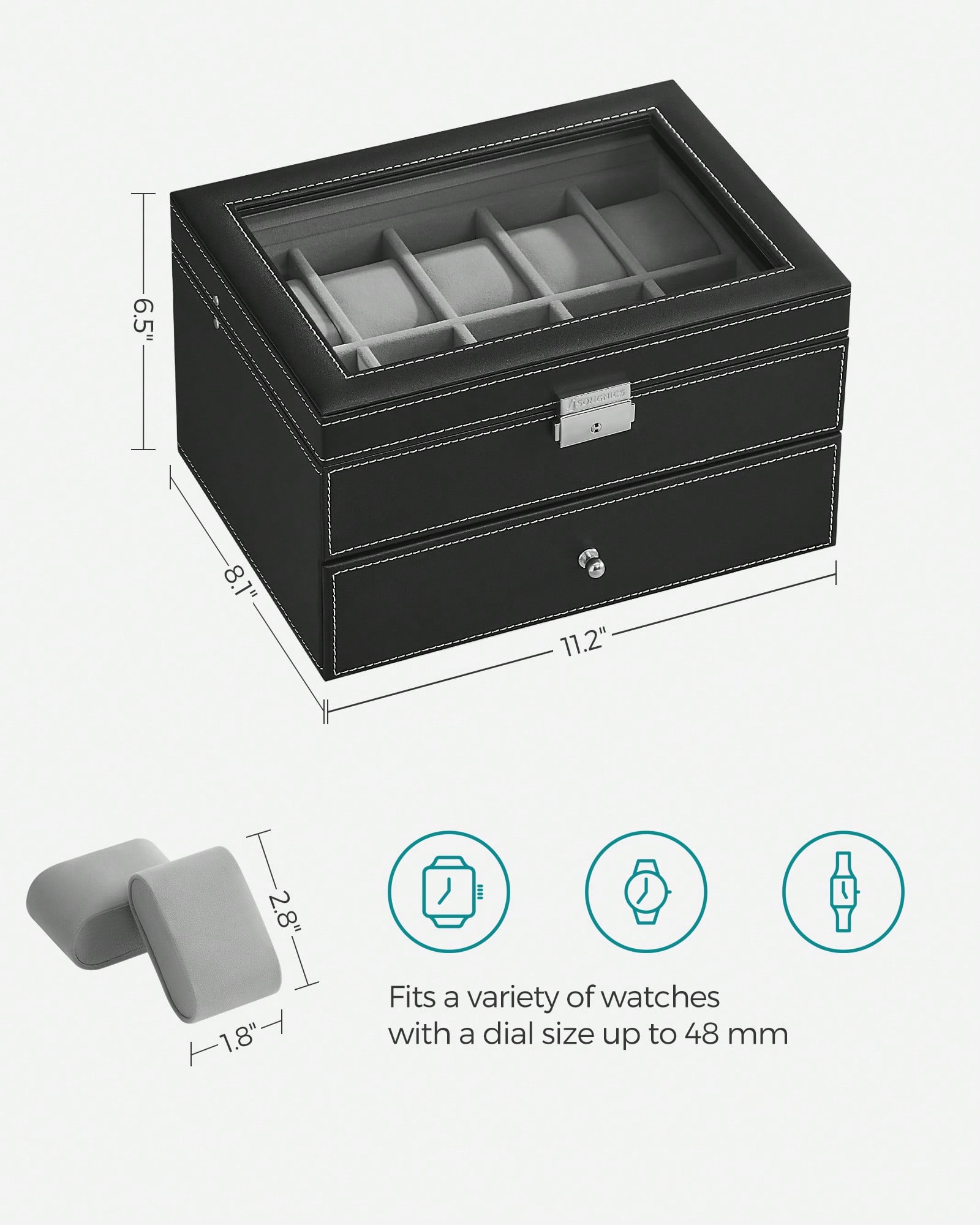 กล่องใส่นาฬิกา 20 ช่อง พร้อมฝา - Watches Jewelry Holder บทวิจารณ์และราคา