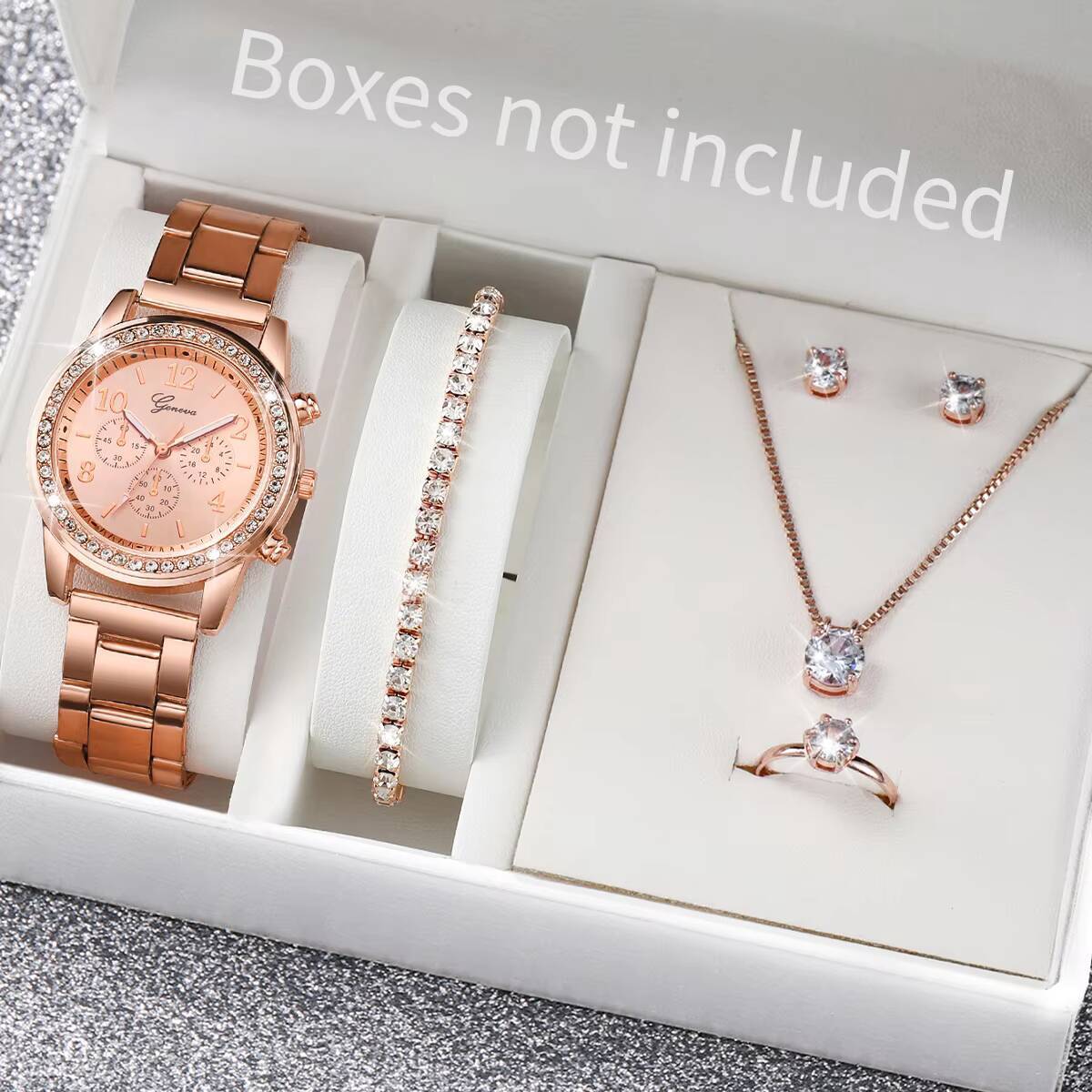 6 ชิ้น/เซ็ตแฟชั่นไรน์สโตนนาฬิก - Jewelry Watches Women บทวิจารณ์และราคา