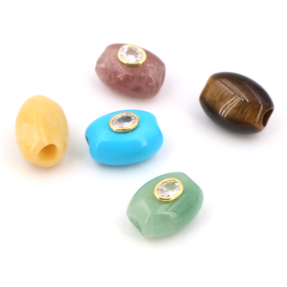 ลูกปัดหินธรรมชาติรูใหญ่ทรงแบนป - Gemstone Bracelet Healing บทวิจารณ์และราคา