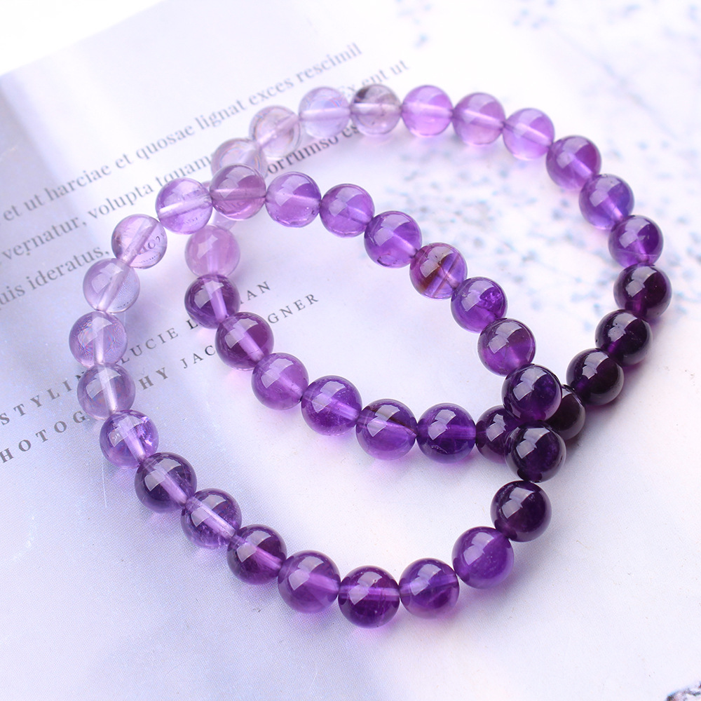 สร้อยข้อมือลูกปัดกลมใสสีม่วงธร - Gemstone Bracelet Healing บทวิจารณ์และราคา
