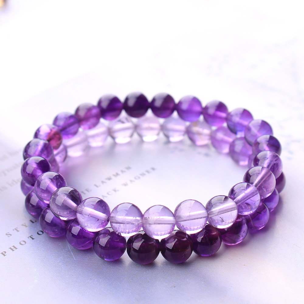 สร้อยข้อมือลูกปัดกลมใสสีม่วงธร - Gemstone Bracelet Healing บทวิจารณ์และราคา