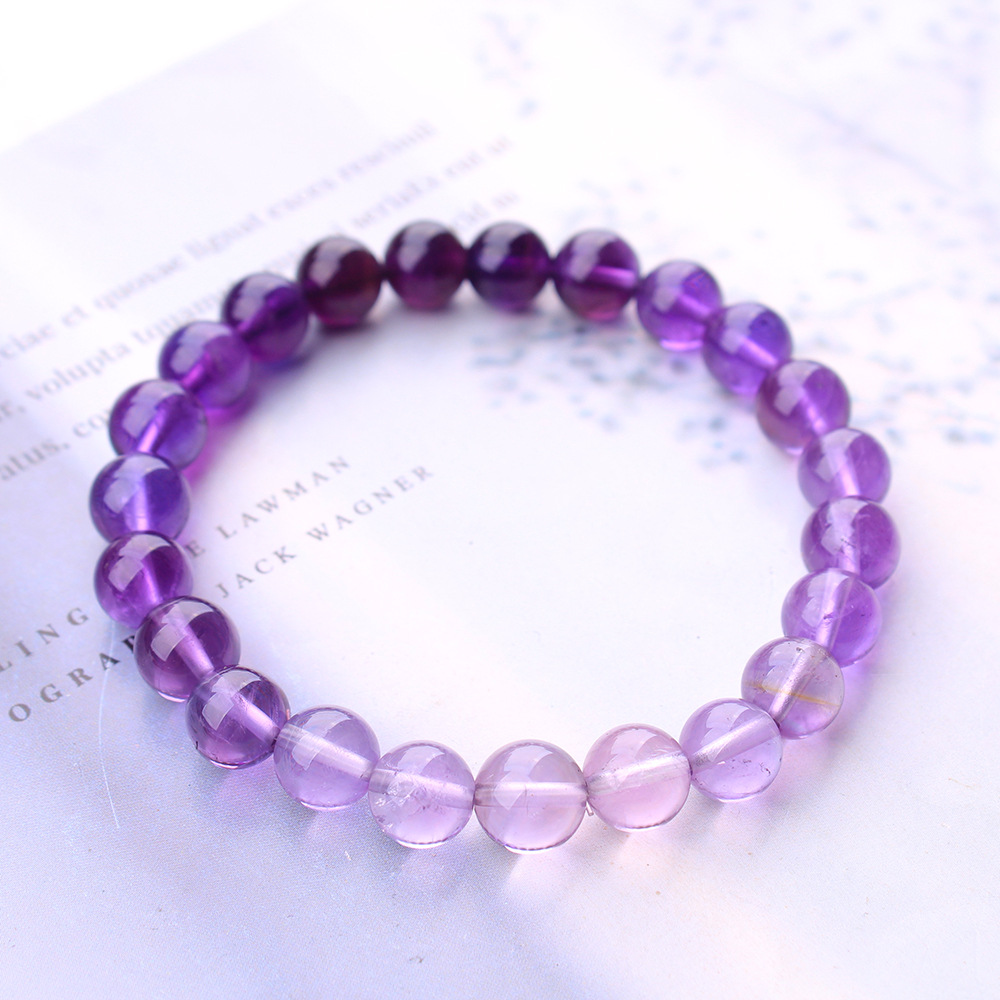 สร้อยข้อมือลูกปัดกลมใสสีม่วงธร - Gemstone Bracelet Healing บทวิจารณ์และราคา