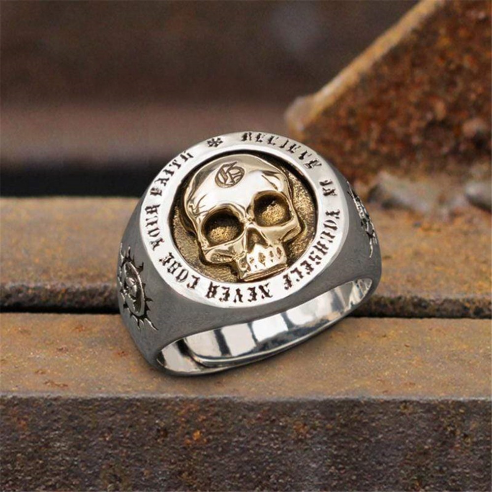 S925 เงินสเตอร์ลิงแฟชั่นผู้ชาย - Gothic Skull Ring บทวิจารณ์และราคา