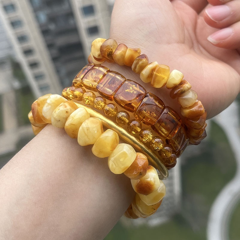 กำไลอำพันสีเหลืองแท้ 100% สำหร - Gemstone Bracelet Healing บทวิจารณ์และราคา