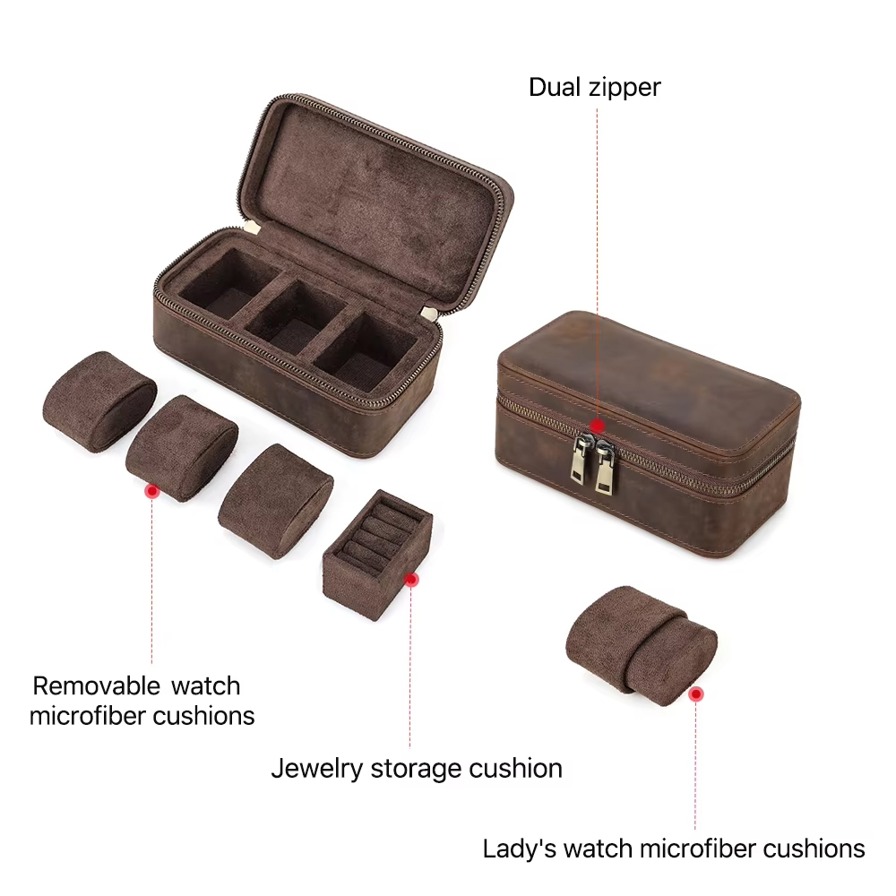 กล่องเก็บนาฬิกาหนังแท้แบบวินเท - Jewelry Watches Women บทวิจารณ์และราคา