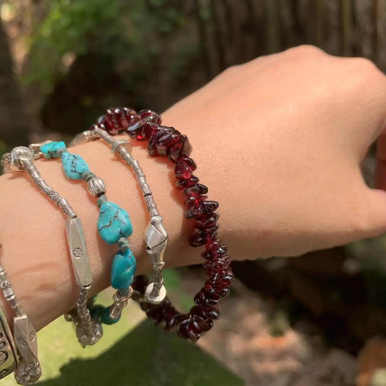 สร้อยข้อมือโกเมนธรรมชาติสําหรั - Gemstone Bracelet Healing บทวิจารณ์และราคา