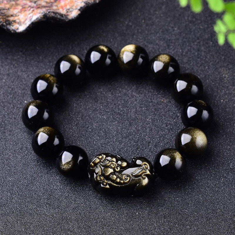 ทองธรรมชาติ Obsidian สร้อยข้อม - Gemstone Bracelet Healing บทวิจารณ์และราคา
