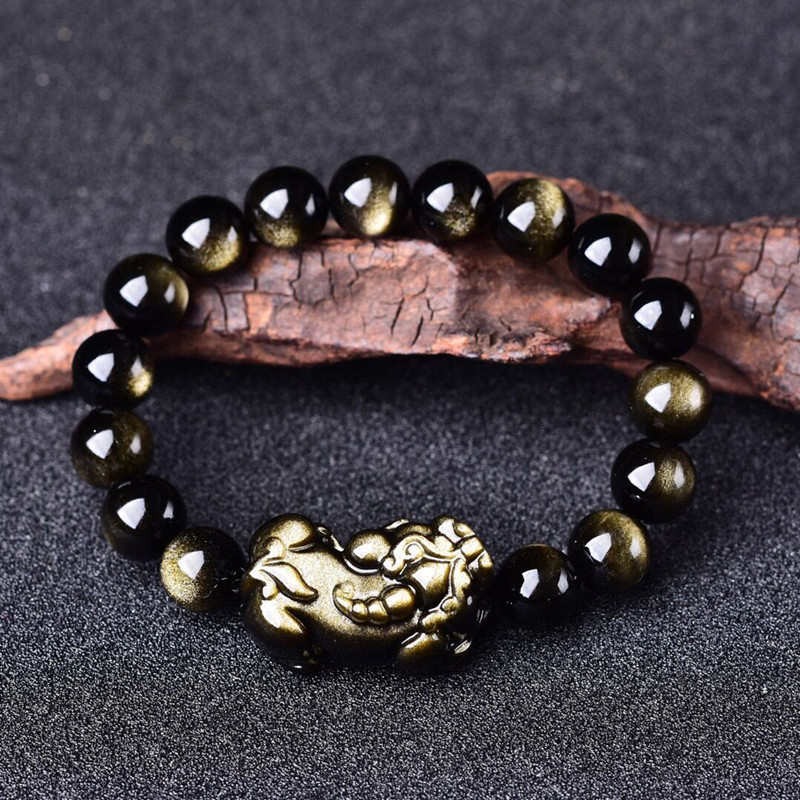 ทองธรรมชาติ Obsidian สร้อยข้อม - Gemstone Bracelet Healing บทวิจารณ์และราคา