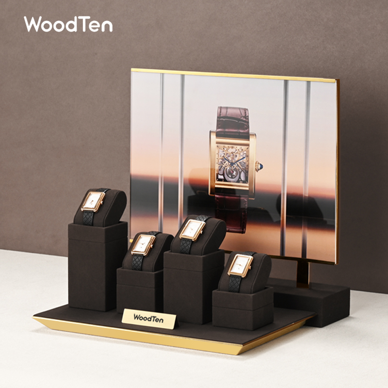 แท่นวางนาฬิกาไมโครไฟเบอร์ Wood - Watches Jewelry Holder บทวิจารณ์และราคา