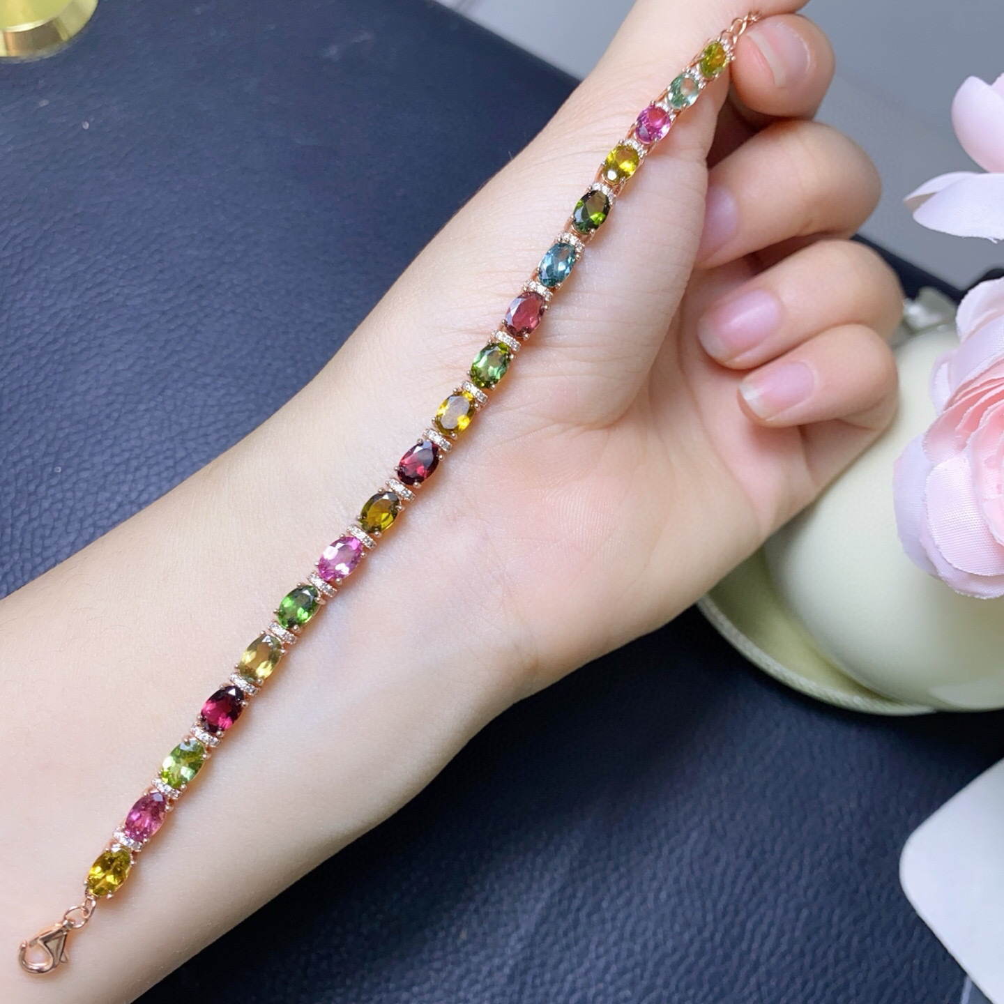 สร้อยข้อมือเงินแท้ 925 ประดับท - Gemstone Bracelet Healing บทวิจารณ์และราคา