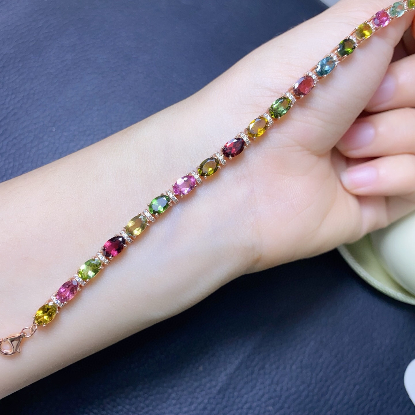 สร้อยข้อมือเงินแท้ 925 ประดับท - Gemstone Bracelet Healing บทวิจารณ์และราคา