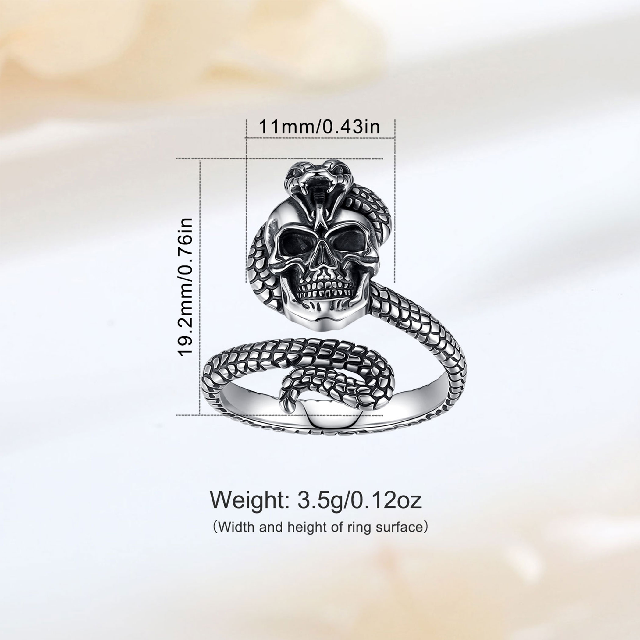 แหวนเงินแท้ 925 ลายหัวงู ปรับข - Gothic Skull Ring บทวิจารณ์และราคา
