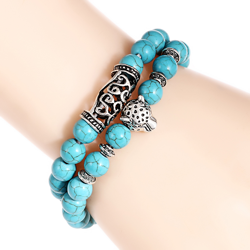 พรีเมี่ยม 2 ชิ้น/เซ็ตเสือดาวลู - Gemstone Bracelet Healing บทวิจารณ์และราคา