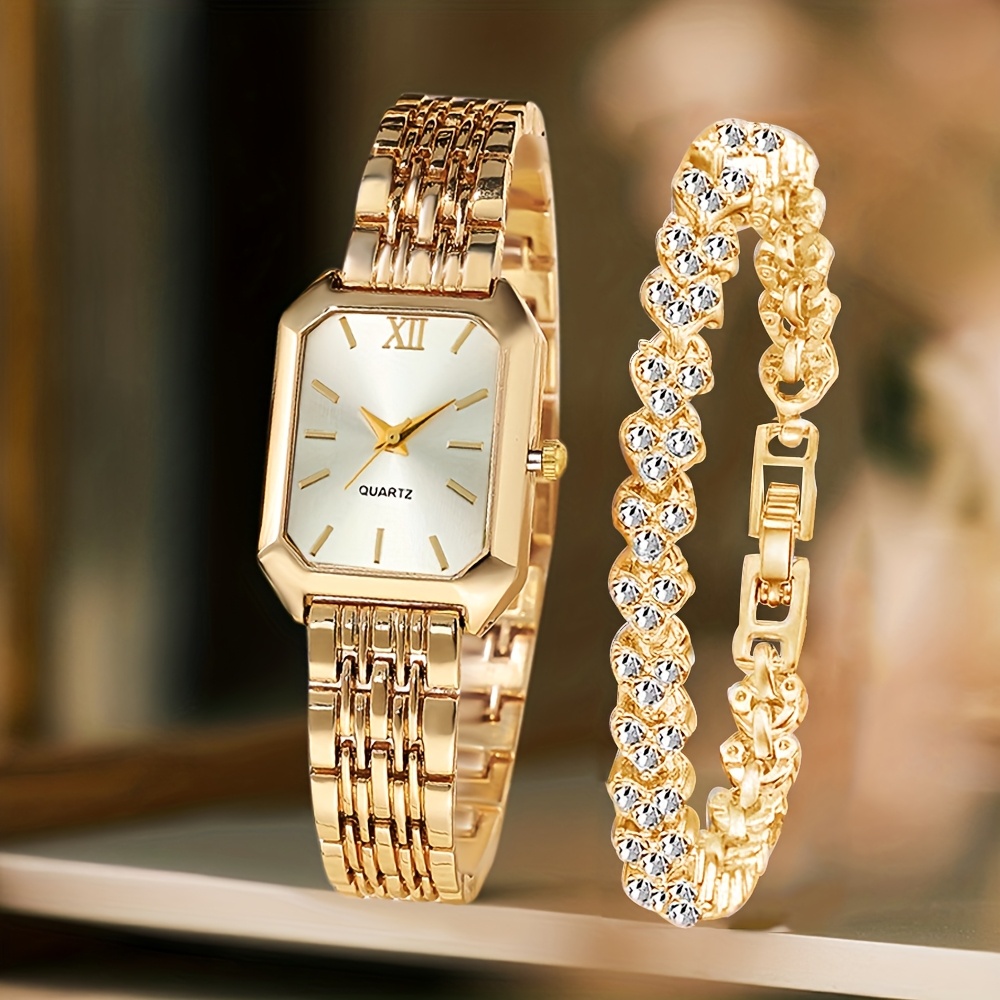 นาฬิกาข้อมือควอตซ์แฟชั่นทรงสี่ - Jewelry Watches Women บทวิจารณ์และราคา
