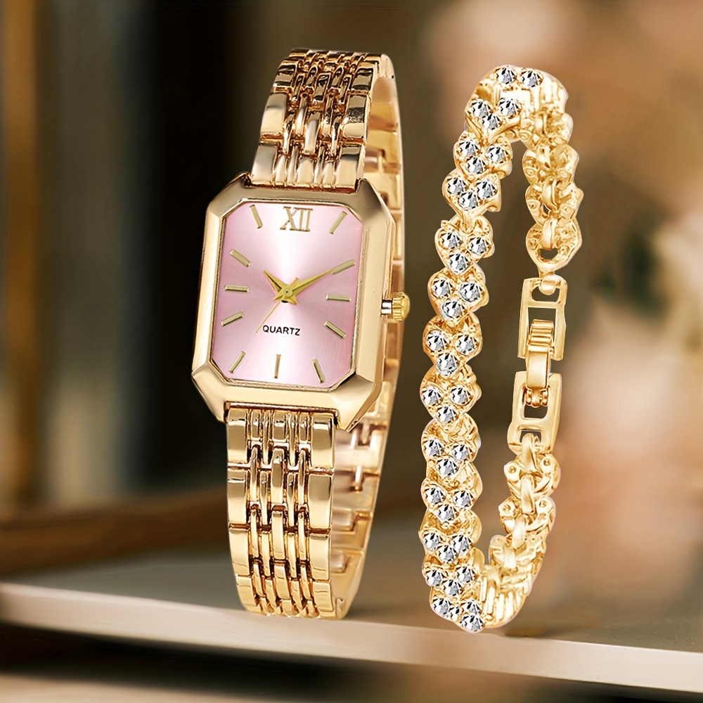 นาฬิกาข้อมือควอตซ์แฟชั่นทรงสี่ - Jewelry Watches Women บทวิจารณ์และราคา
