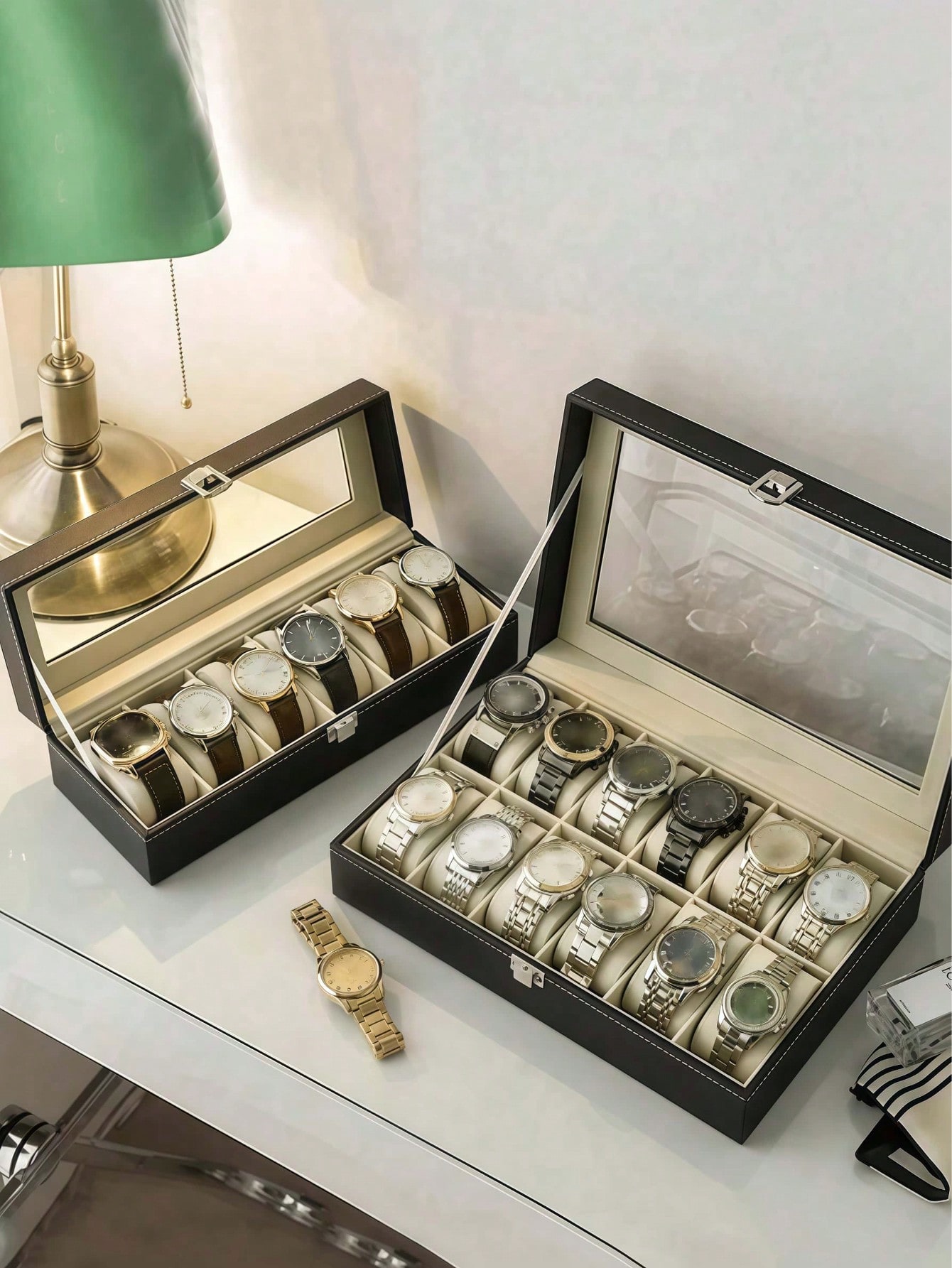 กล่องใส่นาฬิกาหนังพร้อมกุญแจล็ - Jewelry Watches Women บทวิจารณ์และราคา