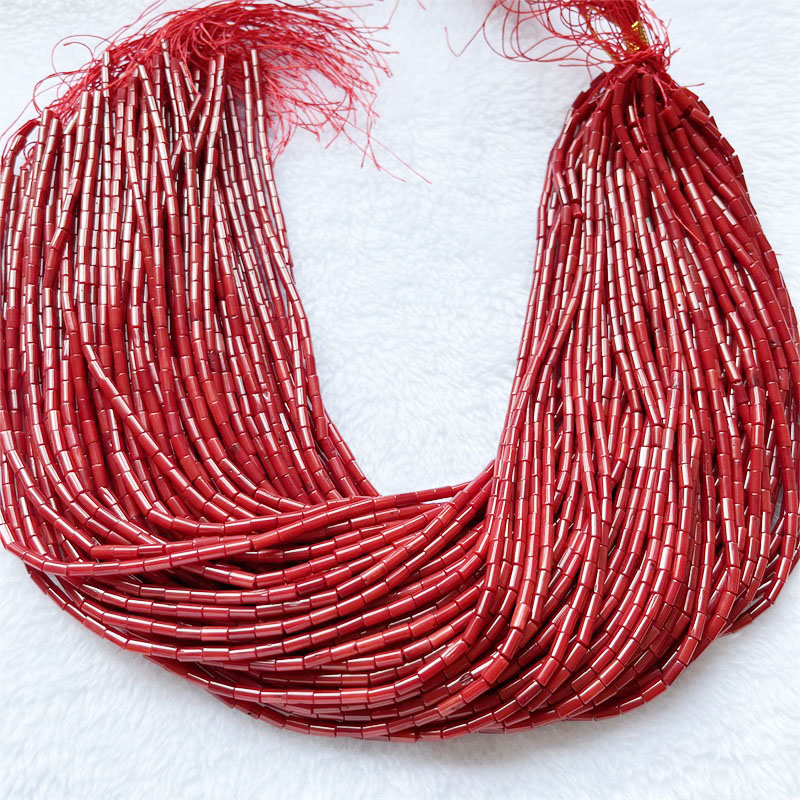 หายาก 3*6 มม.หลอดสีแดง Coral อ - Gemstone Bracelet Healing บทวิจารณ์และราคา