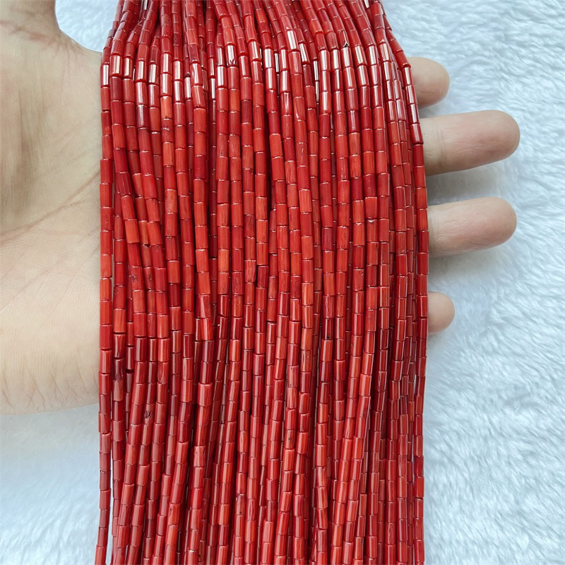 หายาก 3*6 มม.หลอดสีแดง Coral อ - Gemstone Bracelet Healing บทวิจารณ์และราคา