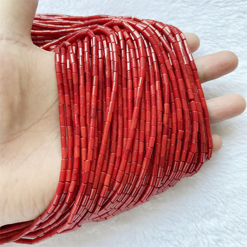 หายาก 3*6 มม.หลอดสีแดง Coral อ - Gemstone Bracelet Healing บทวิจารณ์และราคา