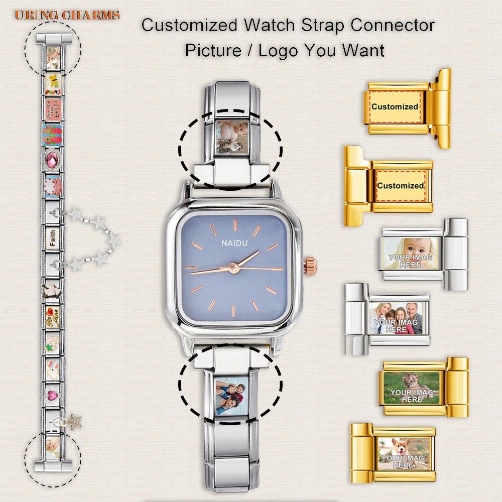 1 คู่ภาพโลโก้ที่กําหนดเองสายนา - Jewelry Watches Women บทวิจารณ์และราคา