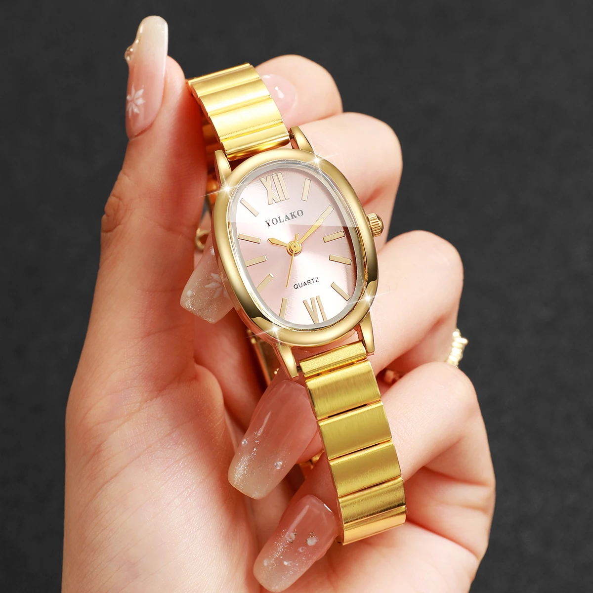 หน้าปัดสีชมพูหรูหรา นาฬิกาข้อม - Jewelry Watches Women บทวิจารณ์และราคา