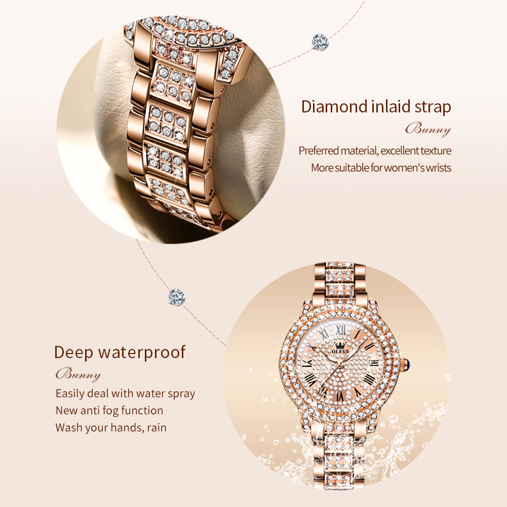 OLEVS 9943 หรูหราเพชร Original - Jewelry Watches Women บทวิจารณ์และราคา